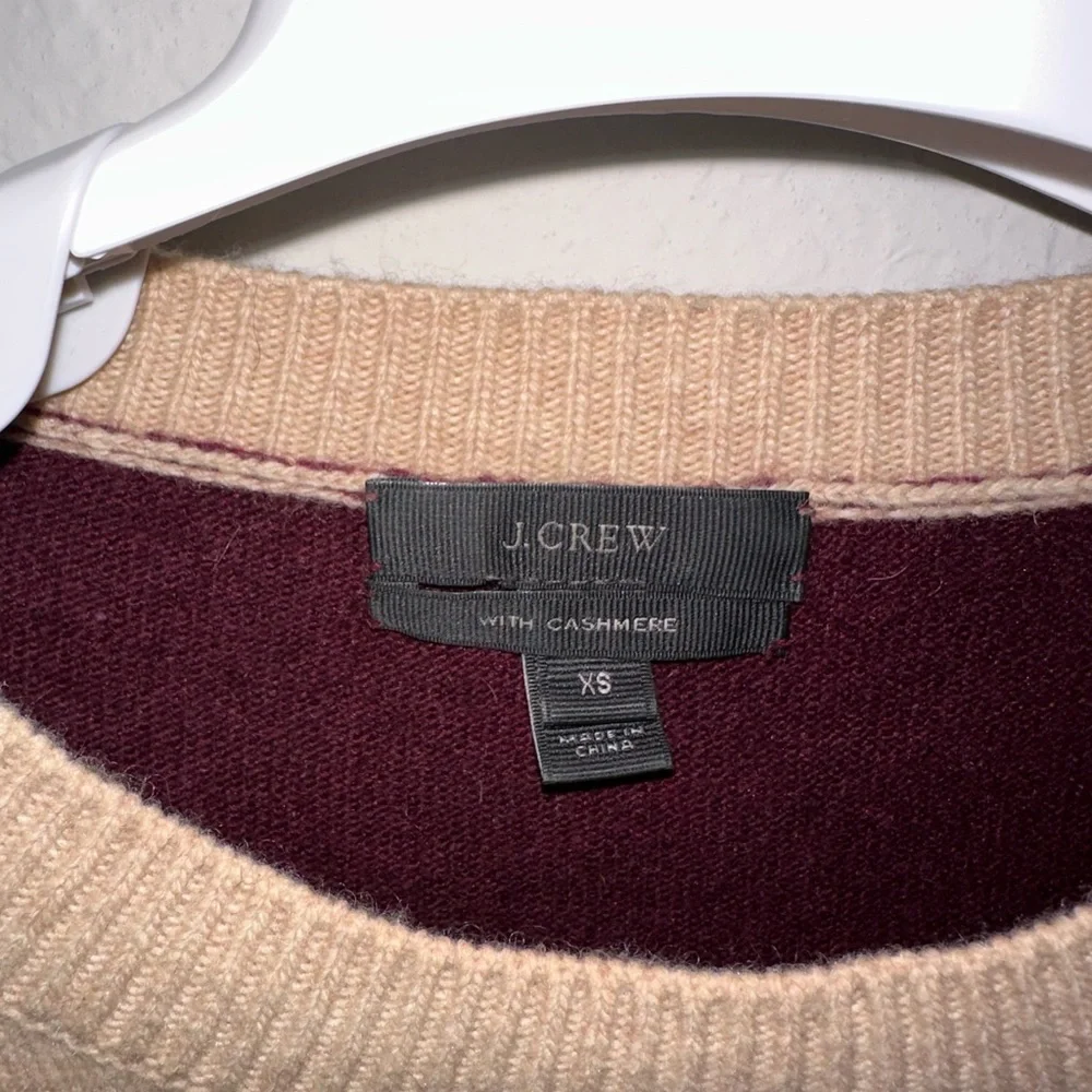 J.Crew Two-Toned‎ Crewneck Wool/Cashmere Blend Crewneck sweater XS